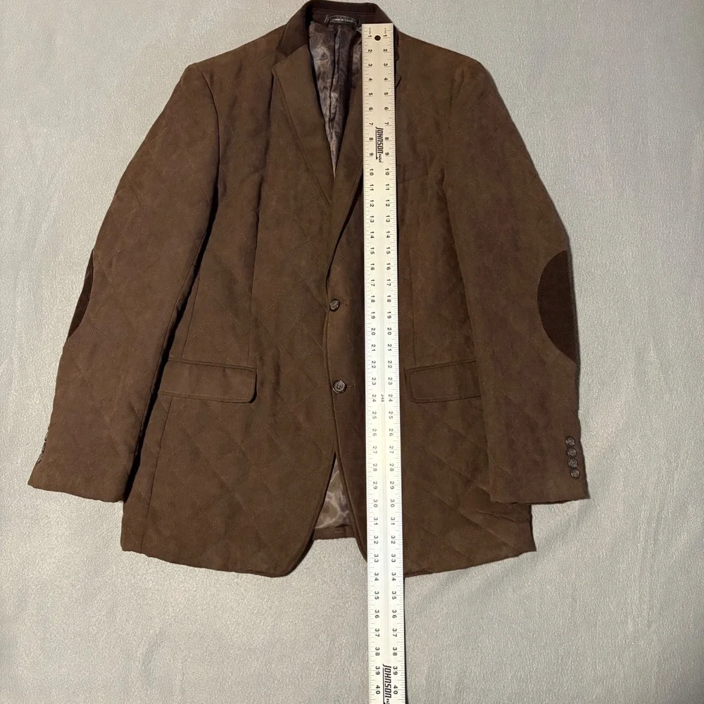 Ralph Lauren Quilted Blazer 42L Brown Diamond Quilt Paisley Lined Elbow Patch